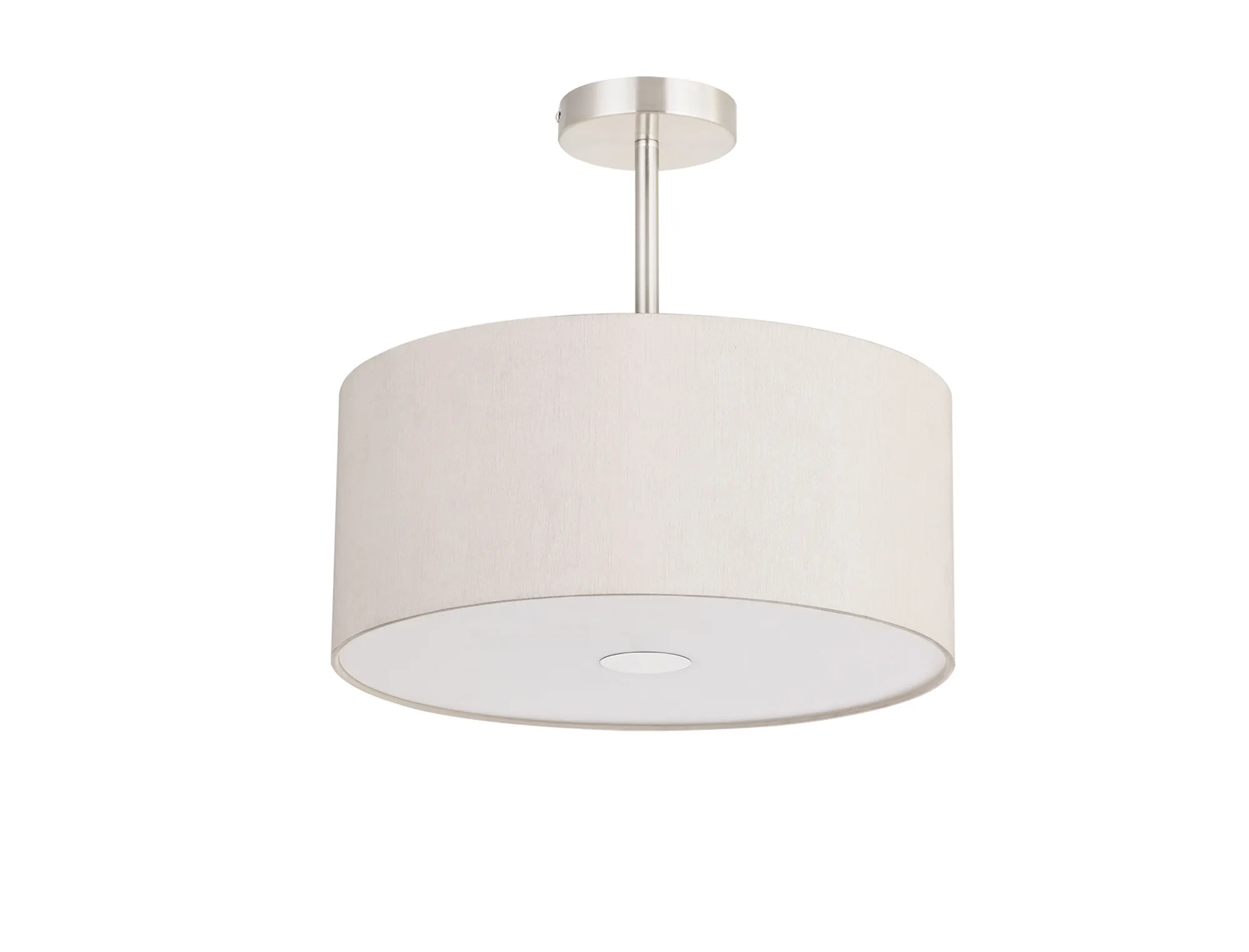 Baymont 40cm Semi Flush 3 Light Satin Nickel, Nude Beige/Moonlight, Frosted Diffuser DK0412  Deco Baymont SN NU